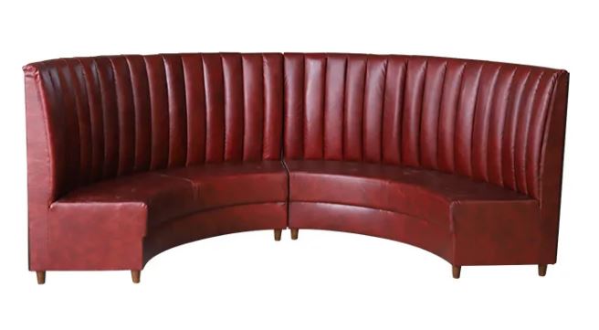 Restaurant Booth in Burgundy Leather - Custom Made - For Restaurants