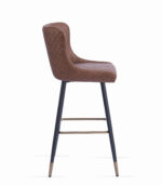 Brown Bar Stool for Restaurants w/Black Legs n Gold Cap