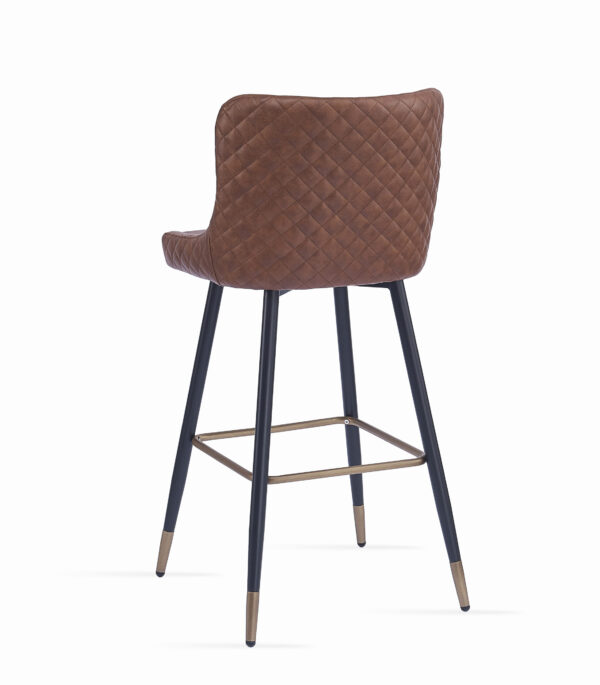 Brown Bar Stool for Restaurants w/Black Legs n Gold Cap