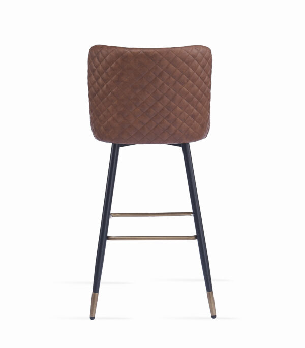 Brown Bar Stool for Restaurants w/Black Legs n Gold Cap