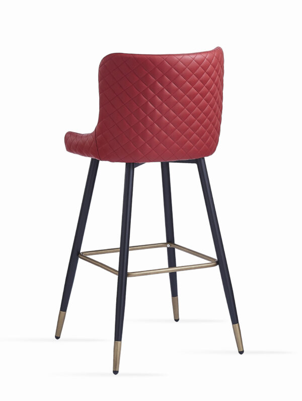 Red Bar Stool for Restaurants w/Black Legs n Gold Cap