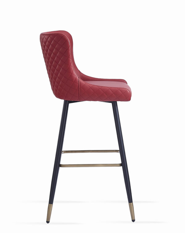 Red Bar Stool for Restaurants w/Black Legs n Gold Cap