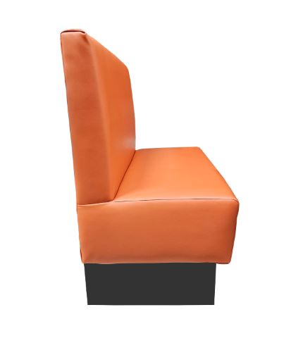 Orange Restaurant Booth w/Black Base in Stock Ready for Delivery