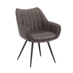 Restaurant Arm Chair in Camel, Olive and Charcoal with Black Legs