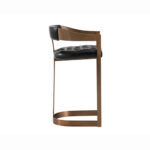 Black Contemporary Bar Stool for Restaurants With Antique Brass Base