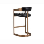 Black Contemporary Bar Stool for Restaurants With Antique Brass Base