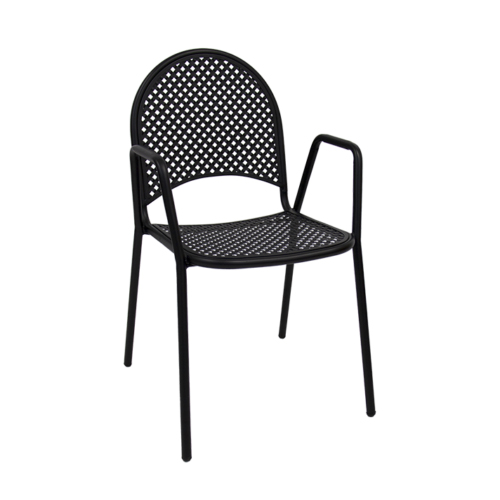 Outdoor Black Metal Powder-Coated Chair