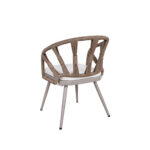 Outdoor Modern Style Metal Chair with Clean White Cushion and Terylene Fabric Back