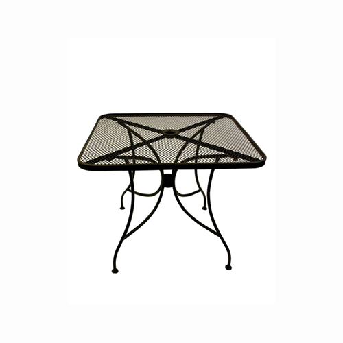 Outdoor Wrought Iron Table with Mesh Table Top in Black
