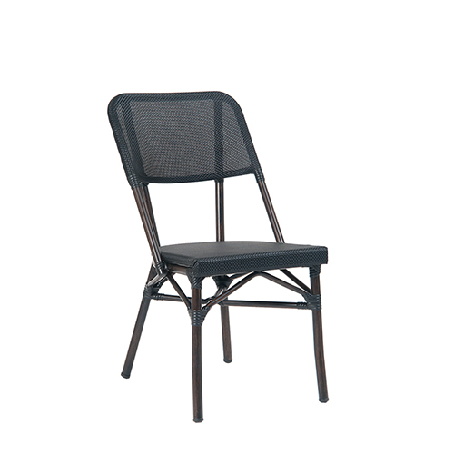 Outdoor Black Aluminum Chair with Poly Woven Back and Seat