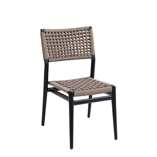 Outdoor Black Aluminum Chair with Terylene Fabric Seat and Back