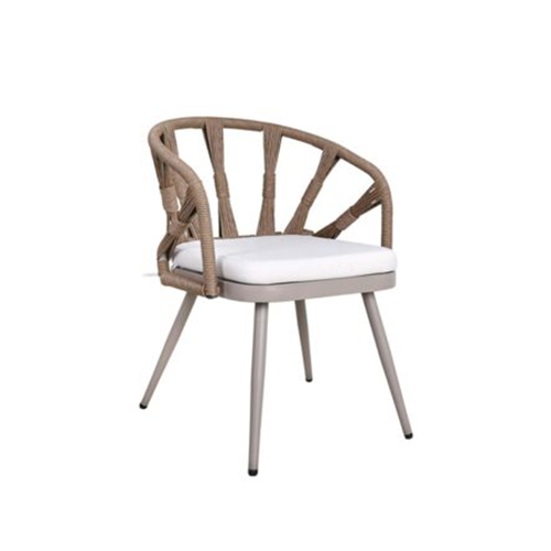 Outdoor Modern Style Metal Chair with Clean White Cushion and Terylene Fabric Back
