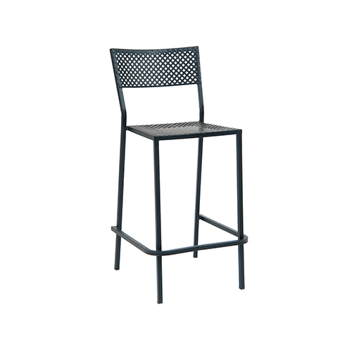 Stackable Black Iron Outdoor Chair with Punched Square Hole
