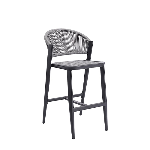 Outdoor Aluminum Chair with Grey Synthetic Fiber Back and Seat