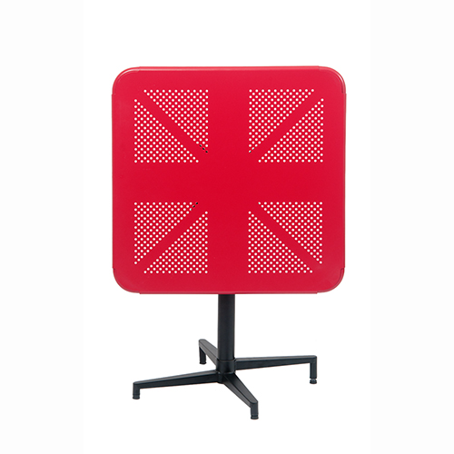 Indoor/Outdoor Metal Folding Table with Mesh Table Top in Red