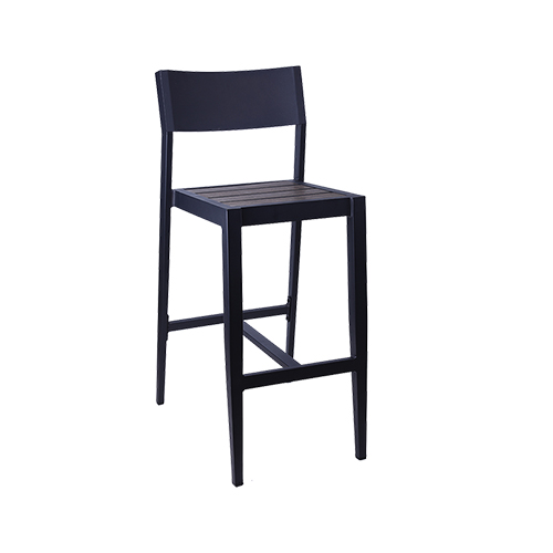 Outdoor Aluminum Chair with Imitation Teak Slats Seat in Dark Brown