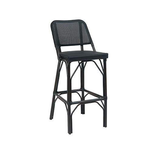Outdoor Black Aluminum Chair with Poly Woven Back and Seat