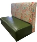 Restaurant booth in green faux leather with fabric back