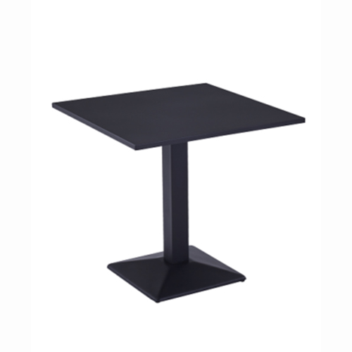 Indoor/Outdoor Metal Table with Solid Top in Black