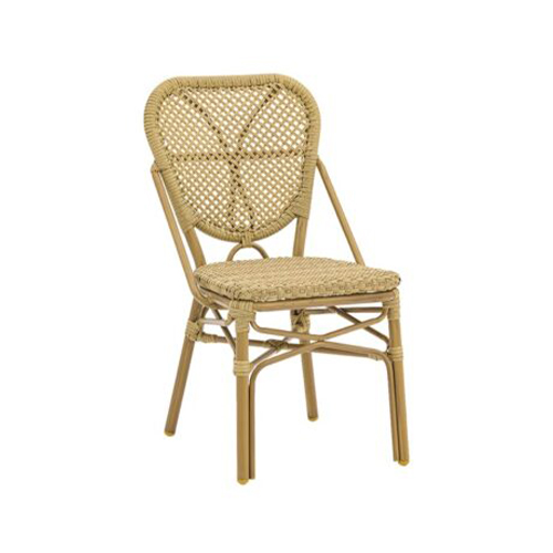 Outdoor Aluminum Armless Chair with Poly Woven Seat and Back
