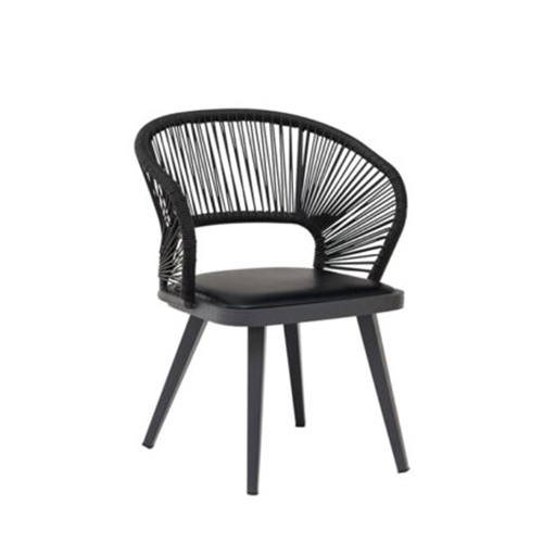 Outdoor Aluminum Chair with Black Rope Weave Back