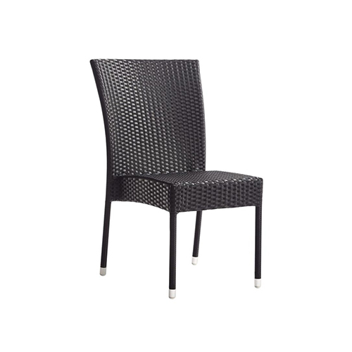 Outdoor Black Metal Chair with Wicker Back and Seat
