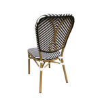 Outdoor Aluminum Armless Chair with Black and White Poly Woven Stripe Seat and Back