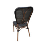 Outdoor Aluminum Armless Chair with Black Poly Woven Seat and Back