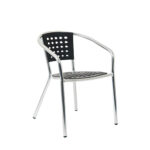 Outdoor Aluminum Armrest Chair with Black Resin Seat and Back