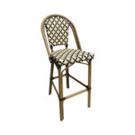 Outdoor Aluminum Bamboo Print Patterned Chair with Black & White Poly Woven Seat and Back