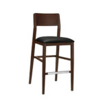 Indoor Aluminum Chair with Imitation Wood Finish Back and Black Vinyl Seat