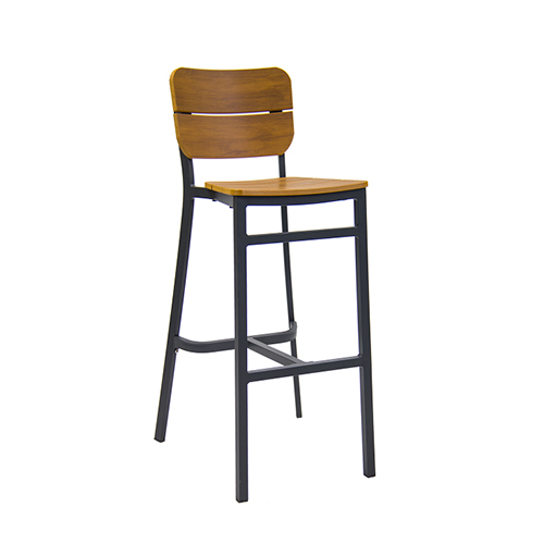Outdoor Aluminum Chair with Imitation Teak Seat and Back