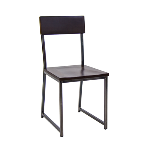Steel Chair with Walnut Color Rubber Wood Back and Seat
