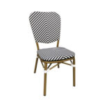 Outdoor Aluminum Armless Chair with Black and White Poly Woven Stripe Seat and Back