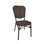 Outdoor Aluminum Armless Chair with Black Poly Woven Seat and Back