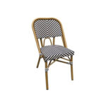 Outdoor Outdoor Armless Bamboo Style Aluminum Chair with Striped Poly Woven Seat and Back