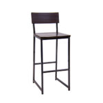 Steel Chair with Walnut Color Rubber Wood Back and Seat
