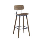 Wood Grain Steel Chair in Light Walnut Finish with Veneer Seat and Back