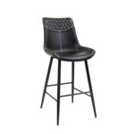 Indoor Metal Chair in Black Vinyl with Dimond Stitch Seat and Back