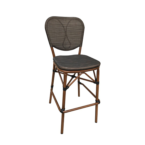 Outdoor Aluminum Armless Chair with Black Poly Woven Seat and Back
