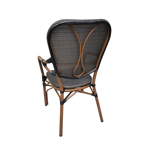 Outdoor Aluminum Arm Chair with Black Poly Woven Seat and Back