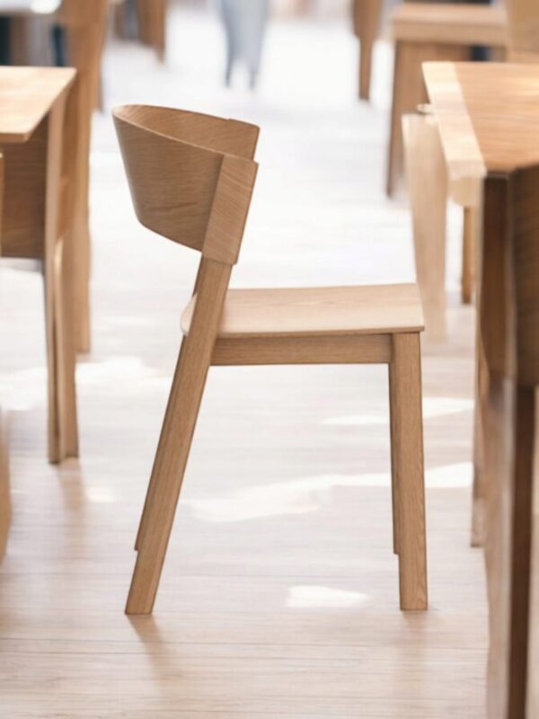 Mid-Century Modern Armless Chair in Solid Oak and Oak Veneers Finish