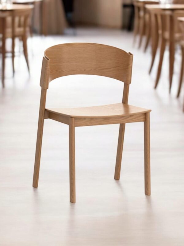 Mid-Century Modern Armless Chair in Solid Oak and Oak Veneers Finish