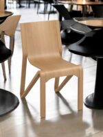 Mid-Century Modern Wooden Chair in Solid Oak Veneers Finish For Restaurants