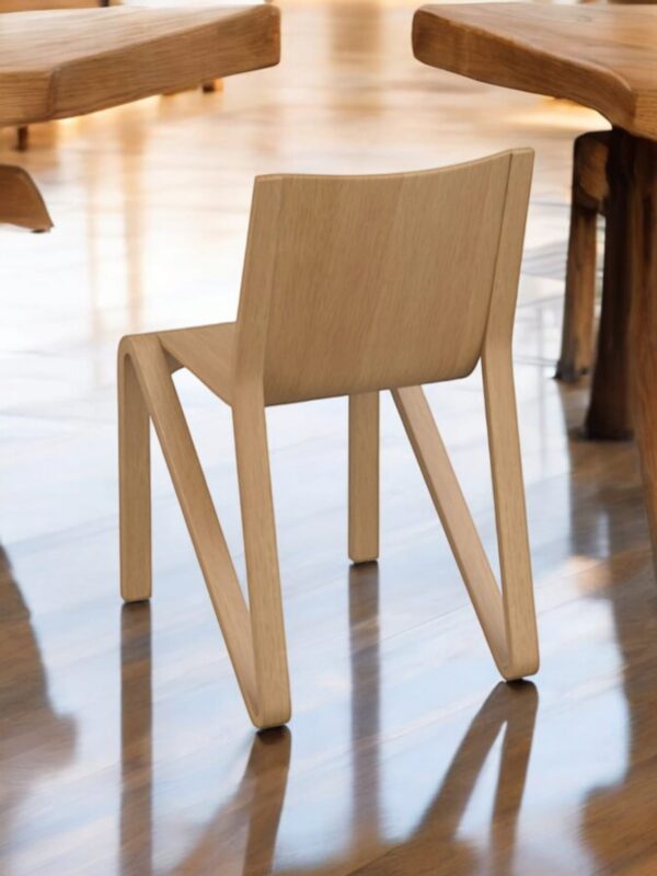 Mid-Century Modern Wooden Chair in Solid Oak Veneers Finish For Restaurants