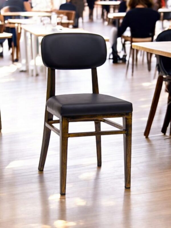 Restaurant Chair in Wood Grain Metal Frame