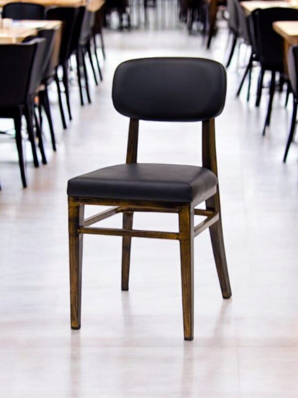 Restaurant Chair in Wood Grain Metal Frame