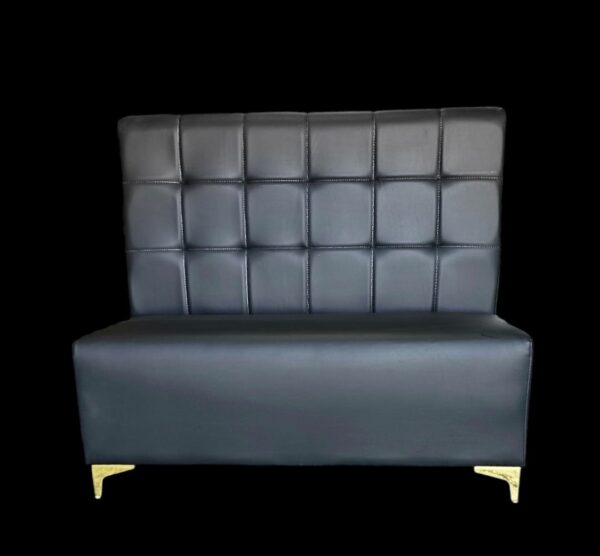 Black Tufted Booth with Gold Legs