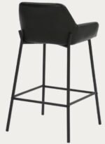 Modern Couter Height Stool in Black Leather w/Black Legs