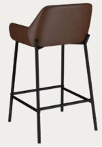 Modern Couter Height Stool in Brown Leather w/Black Legs